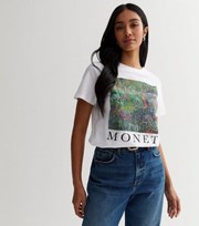 New Look White Floral Monet Logo T-Shirt